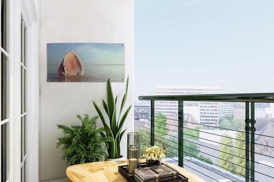 Poster de jardin Coquillage - Plage - Mer - 60x30 cm - Toile de jardin - Poster extérieur