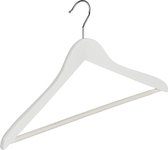 De Kledinghanger Gigant - 5 x Blouse / shirthanger lotushout wit gelakt met anti-slip broeklat, 44 cm