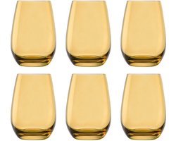 Set van 6 - Waterglazen 465 ml - ELEMENTS - Gekleurde Drinkglazen, amber