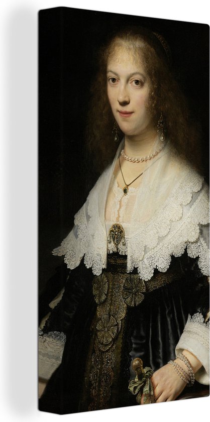 Toile Peinture une femme, peut-être Maria Trip - Peinture de Rembrandt van Rijn - 40x80 cm - Décoration murale
