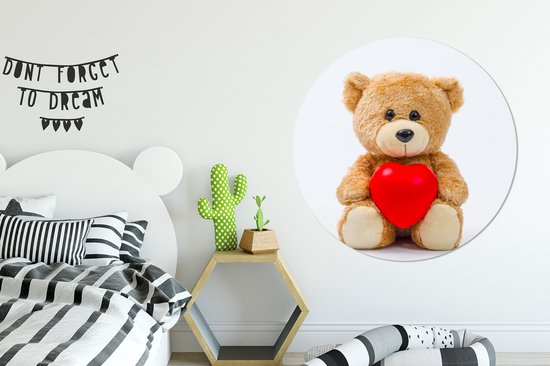 WallCircle - Cercle mural - Cercle mural intérieur - Un ours en peluche pour la Saint-Valentin - 150x150 cm - Décoration murale - Peintures ronds