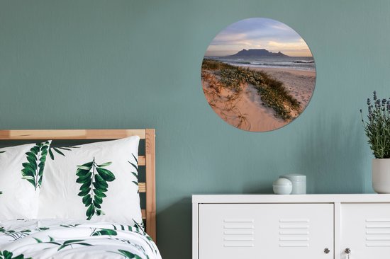 Plage et mer avec Table Mountain en arrière-plan Cercle mural aluminium ⌀ 60 cm - impression photo sur cercle mural / cercle vivant / cercle jardin (décoration murale)