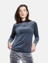 TAIFUN Dames Longsleeve met fluweelachtige structuur Obsidian-42