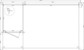 Blokhut met overkapping plat dak 150 x 200 + 100 / 350 x 300cm
