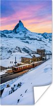Poster Alpen - Sneeuw - Trein - 80x160 cm
