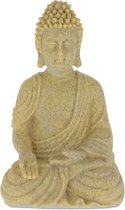 Relaxdays boeddha beeld - 30 cm hoog - tuindecoratie - tuinbeeld - Boeddhabeeld - zittend - Zand