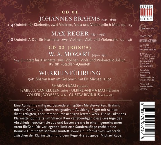 Brahms/Reger:Quintette(Ltd.)