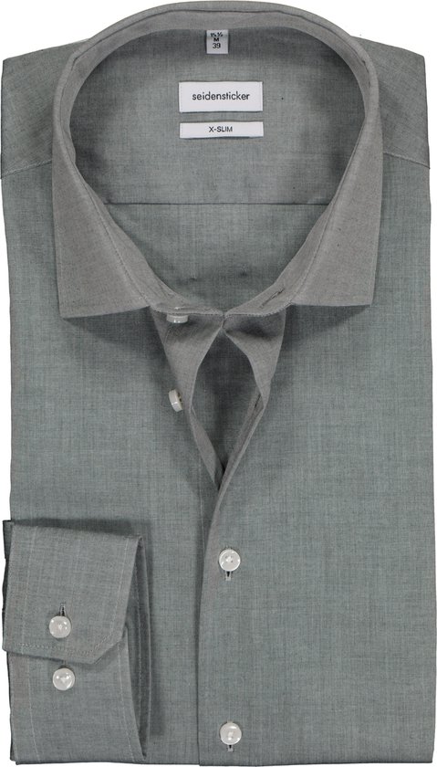 Seidensticker x-slim fit overhemd - grijs - Strijkvrij - Boordmaat: 40