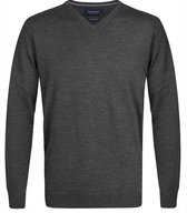 Profuomo Originale slim fit trui wol - heren pullover V-hals - antraciet grijs -  Maat: XL