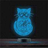 Led Lamp Met Gravering - RGB 7 Kleuren - Kat