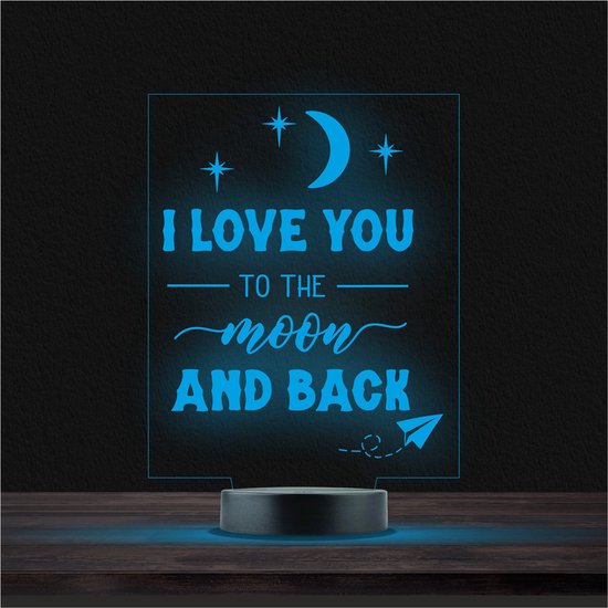 Led Lamp Met Gravering - RGB 7 Kleuren - I Love You To The Moon And Back