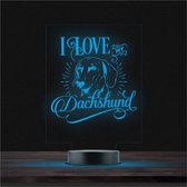 Led Lamp Met Gravering - RGB 7 Kleuren - I Love My Dachshund