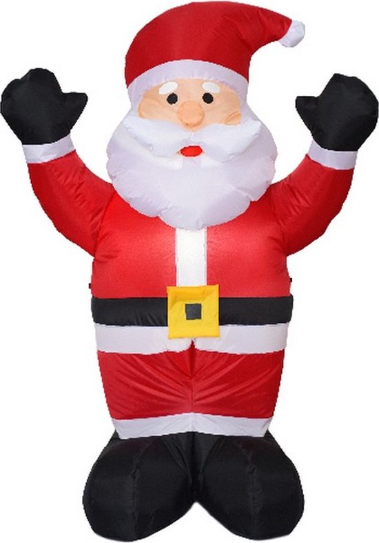 Opblaasbare LED kerstman 2 armen omhoog H. 1.20m
