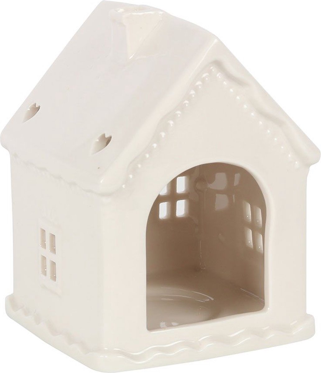 Something Different White Gingerbread House Theelichthouder - Wit