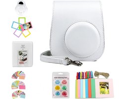 Buxibo Fujifilm Instax Mini 11 Accessoires Pakket - Inclusief Beschermhoes met Schouderriem Fuji Fotoboek/Lens/Hangertjes/Stickers -  Wit