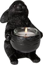 Waxinelicht - konijn theelicht - zwart - H 8 cm