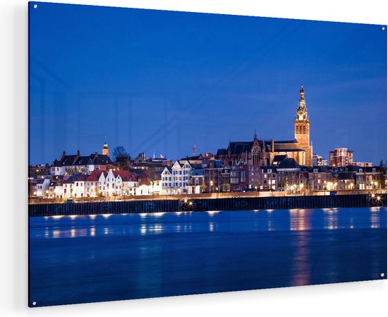 Artaza Glasschilderij - Nijmegen Skyline met de Waal Rivier - 120x80 - Groot - Plexiglas Schilderij - Foto op Glas