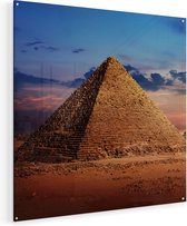 Artaza Glasschilderij - Egyptische Piramides in de Woestijn - 80x80 - Groot - Plexiglas Schilderij - Foto op Glas