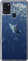 Geschikt voor Samsung Galaxy A21s hoesje - Vissen - Zwaardvis - Water - Siliconen Telefoonhoesje
