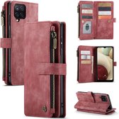 CaseMe - Telefoonhoesje geschikt voor Samsung Galaxy A22 5G- Wallet Book Case met ritssluiting - Magneetsluiting - Rood