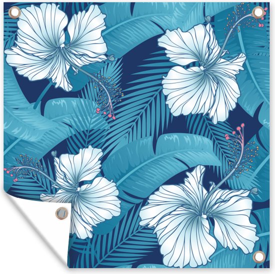 Toile de jardin Tropical - Fleurs - Blauw - 100x100 cm