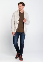 J&JOY - Trui Mannen Manitoba Off White Grey Shawl Collar