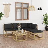 Decoways - 6-delige Loungeset met zwarte kussens