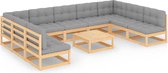 Decoways - 10-delige Loungeset met kussens massief grenenhout