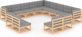 Decoways - 13-delige Loungeset met kussens massief grenenhout