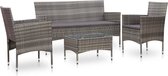 Decoways - 4-delige Loungeset met kussens poly rattan grijs