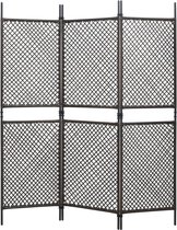 vidaXL Kamerscherm met 3 panelen 180x200 cm poly rattan bruin