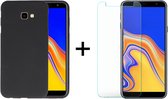 Samsung J4 Plus 2018 Hoesje - Samsung Galaxy J4 Plus 2018 hoesje zwart siliconen case cover - 1x Samsung J4 Plus 2018 Screenprotector