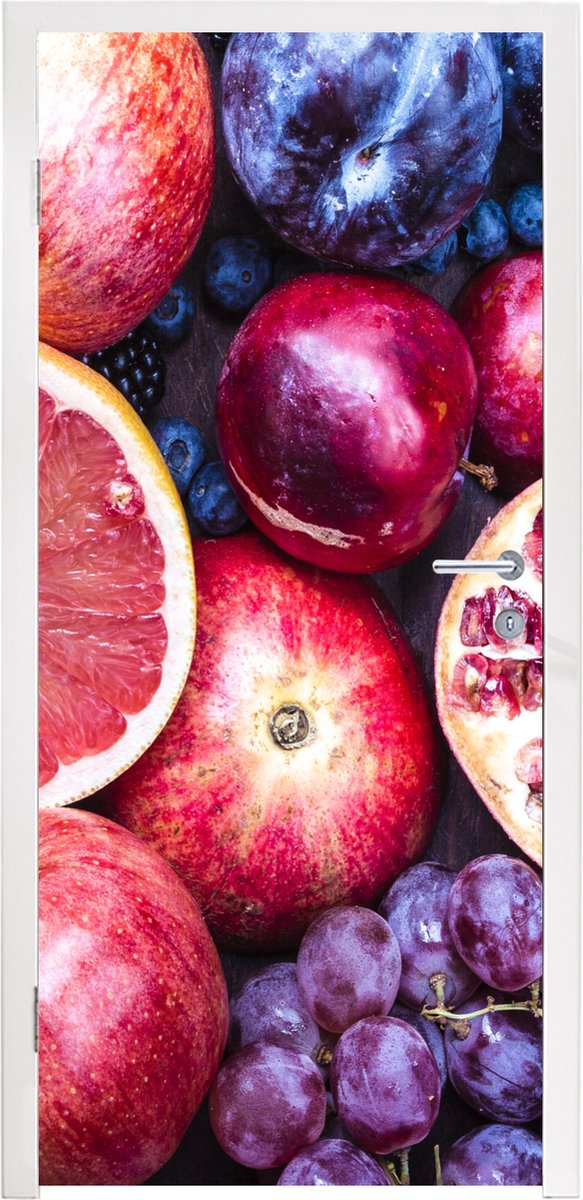 Afbeelding van product StickerSnake  Deursticker Fruit - Regenboog - Kleuren - 90x215 cm - Deurposter