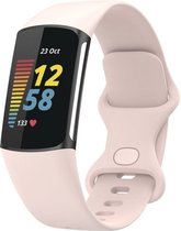By Qubix - FitBit Charge 5 Sportbandje met dubbele lus - Zand roze - Maat: S - Fitbit charge bandje