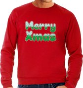 Merry xmas foute Kersttrui - rood - heren - Kerstsweaters / Kerst outfit 2XL