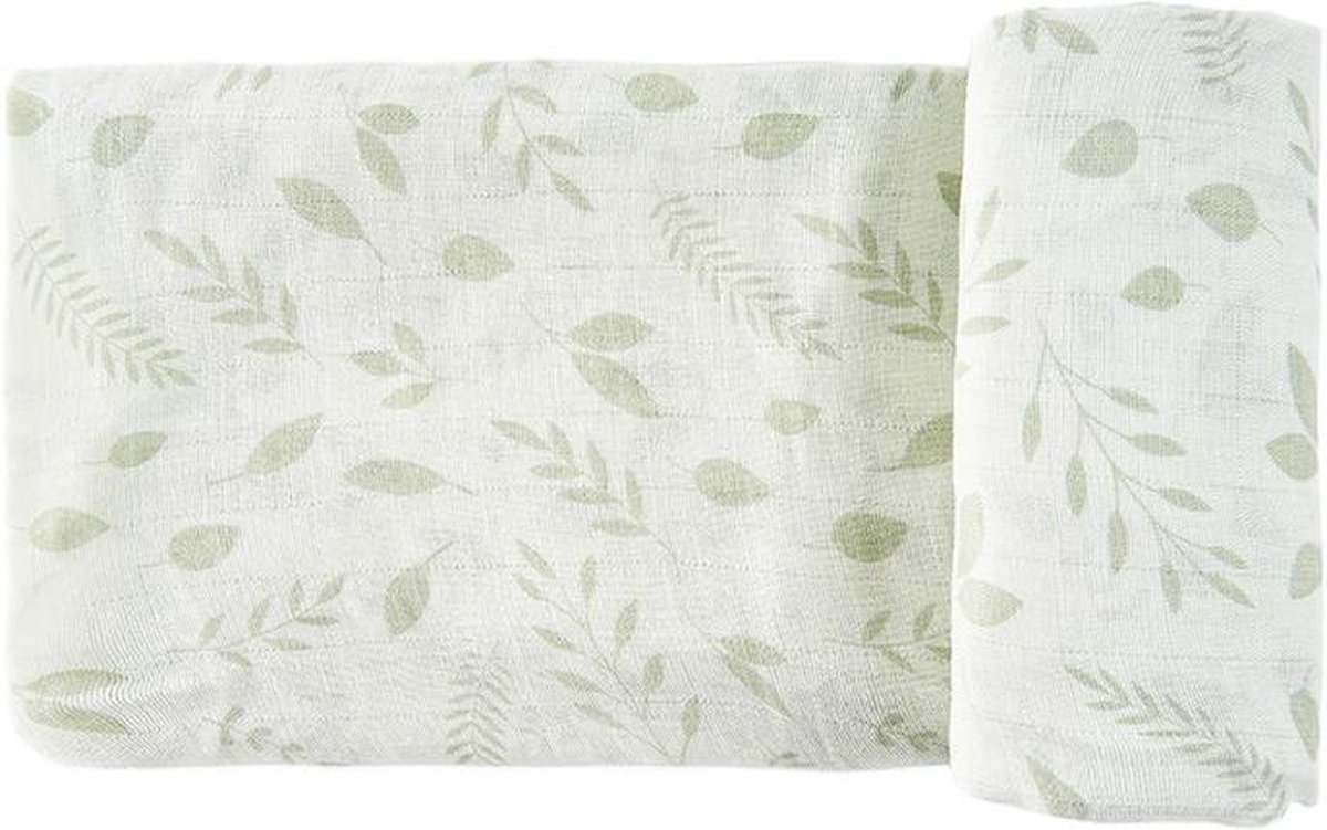 Goedkoopste HappyBear | Swaddle Hydrofiele Doek - Botanical | Extra groot - 120cm | Inbakerdoek | 100 zachte tweelaags katoenen mousseline