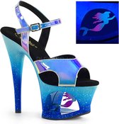 Pleaser Sandaal met enkelband, Paaldans schoenen -41 Shoes- MOON-711MER Paaldans schoenen Blauw