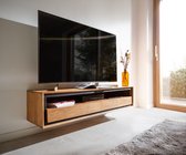 Tv-meubel Stonegrace acacia natuur 145 cm 1 plank 2 laden steenfineer zwevend Tv-meubel