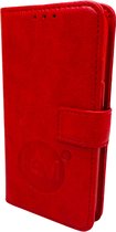 Apple iPhone 13 Mini - Burned Red Leren Portemonnee Hoesje - Lederen Wallet Case TPU - Book Case - Flip Cover - Boek - 360º beschermend Telefoonhoesje
