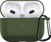 Airpods 3 Hoesje Siliconen Case Met Clip Geschikt Voor Apple AirPods 3 Case Hoesje - Donker Groen
