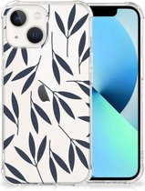 Telefoonhoesje Geschikt voor iPhone13 Leuk Case met transparante rand Leaves Blue