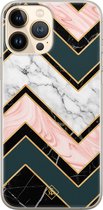 iPhone 13 Pro Max hoesje siliconen - Marmer triangles | Apple iPhone 13 Pro Max case | TPU backcover transparant