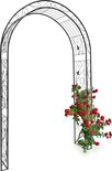 Relaxdays rozenboog, tuinboog metaal, HxBxD: 255 x 140 x 38 cm, grote boog voor klimplanten, brede plantensteun, zwart