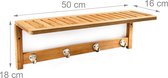 handdoekrek bamboe - 4 handdoekhaakjes - hangend - voor muur - badkamer