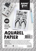 Paperfuel Aquarelpapier - A5 - 300 g/m² - 15 vellen - Textuur - Wit