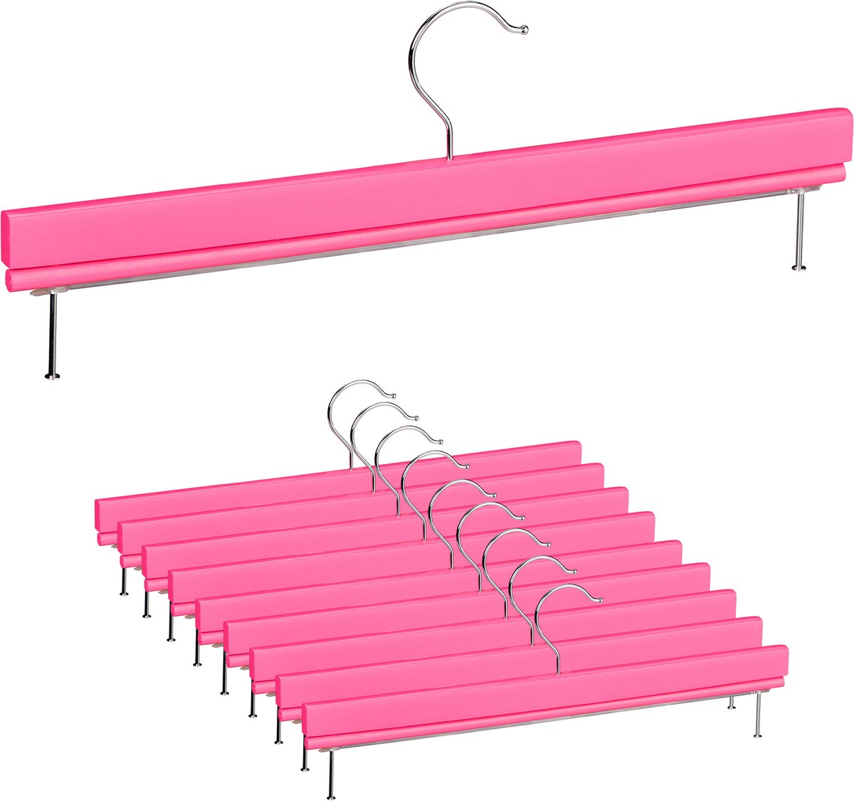 Relaxdays broekhangers hout - 10 stuks - roze - kleerhanger - kledinghanger - rokhanger