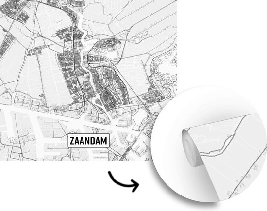 Papier peint photo peint vinyle - Plan de la ville de Zaandam - Plan d'étage largeur 220 cm x hauteur 220 cm - Tirage photo sur papier peint (disponible en 7 tailles)
