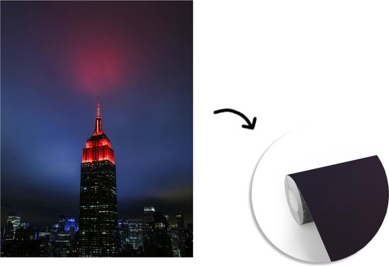 Couleur rouge dans le haut de l'Empire State Building à New York papier peint photo vinyle largeur 175 cm x hauteur 240 cm - Tirage photo sur papier peint (disponible en 7 tailles)