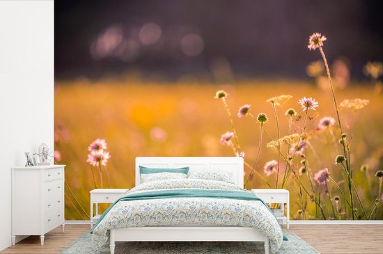 Papier peint photo peint photo vinyle - Fleurs roses au soleil largeur 330 cm x hauteur 220 cm - Tirage photo sur papier peint (disponible en 7 tailles)