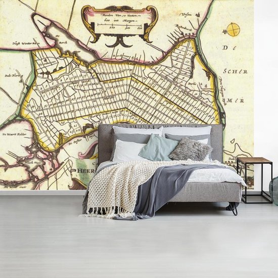 Behang - Fotobehang Kaart - Heerhugowaard - Vintage - Breedte 295 cm x hoogte 220 cm